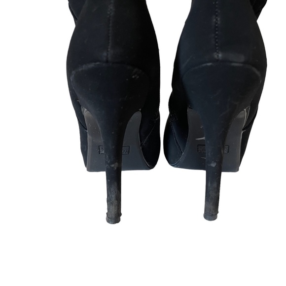 Madeline Girl Suede Thigh High Heeled Boots Black Size 7M - Picture 5 of 8